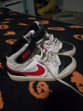 Nike Red Swoosh Black & White Mid-Top Sneakers